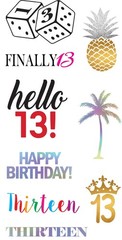 13th Birthday Temporary Tattoos – 4 Sheets – Funny Birthday Party Favors for …
