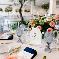 White Arched Wedding Table Numbers 1-10 with Stands, 5×7 Inch White Acrylic A…