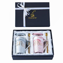 Mr and Mrs Coffee Mugs – Wedding Gifts for Bride and Groom – Gifts A Grey&Pink