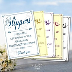 Slippers Feet Wedding Tired Grab Pair Dance some more Sandals Shoes Card Sign A4