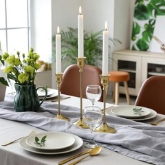 3PCS Candlestick Holders, Brass Gold Taper Candle Holders, Metal Vintage