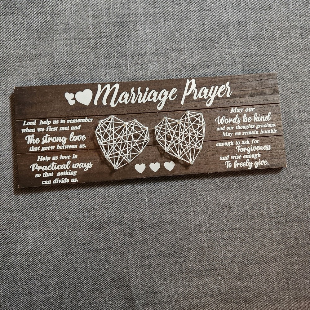 Jumptem Marriage Prayer Wooden String Art Sign Bridal Shower Wedding 15.5×6