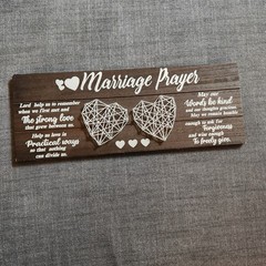 Jumptem Marriage Prayer Wooden String Art Sign Bridal Shower Wedding 15.5×6