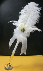 14 Inches Ostrich Feather Plume Rollerball Pen Guest Book Wedding Party Pen