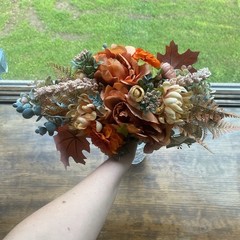 Bridal Bouquet Exquisite Budget Handmade Faux Floral Lovely Fall Red/Orange Pink