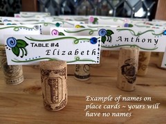 Whimsy Flower Shabby Chic Place Cards & Wine Cork Holders different Vineyards
