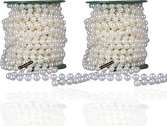 2Pcs 33Feet/10Meter Length Roll Ivory White Pearl String Party Garland Wedding C