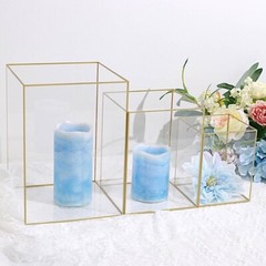 3 Gold Clear Acrylic Metal Frame CANDLE HOLDERS Party Events Centerpieces