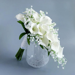 Elegant Cascading White Calla Lily Bridal Bouquet – Waterfall Design