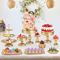 Versatile 10-Piece Metal Cake Stand Collection – Ideal for Weddings & Parties