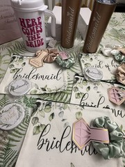Bridesmaid Gift Set Tumblers Makeup Bags Scrunchies Bride Cup Wedding Party