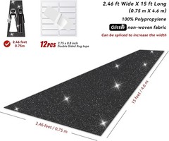 Glitter Black Carpet Runner for Party, 2.46X15Ft, 200GSM Glitter Non-Woven Fabri