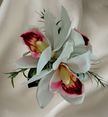 Hand Made wrist Corsage and boutonniere Set