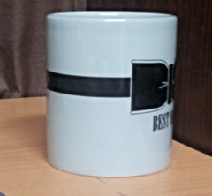 Best Man Wedding Mug Cup Ceramic with Wording & Black Bow gray black beautiful