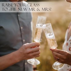 Wedding Champagne Flutes-Mr. and mrs. Champagne Glasses Engagement Gifts 3pcs
