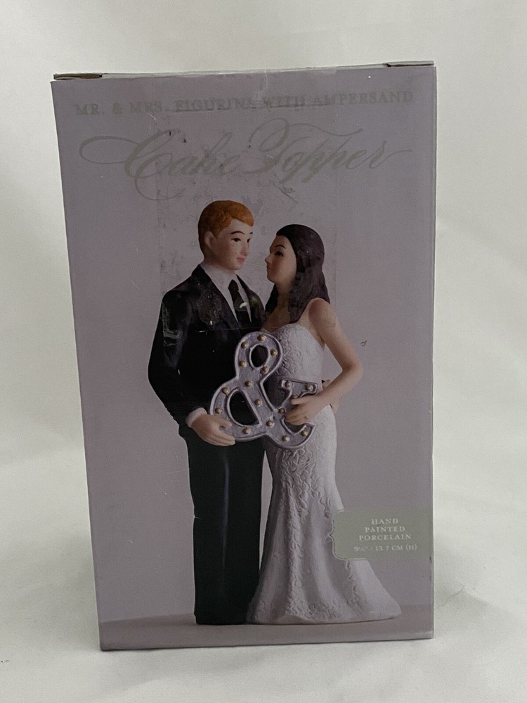 Weddingstar Cake Topper Bridal Couple Wedding Porcelain Figurine Holding & Sign