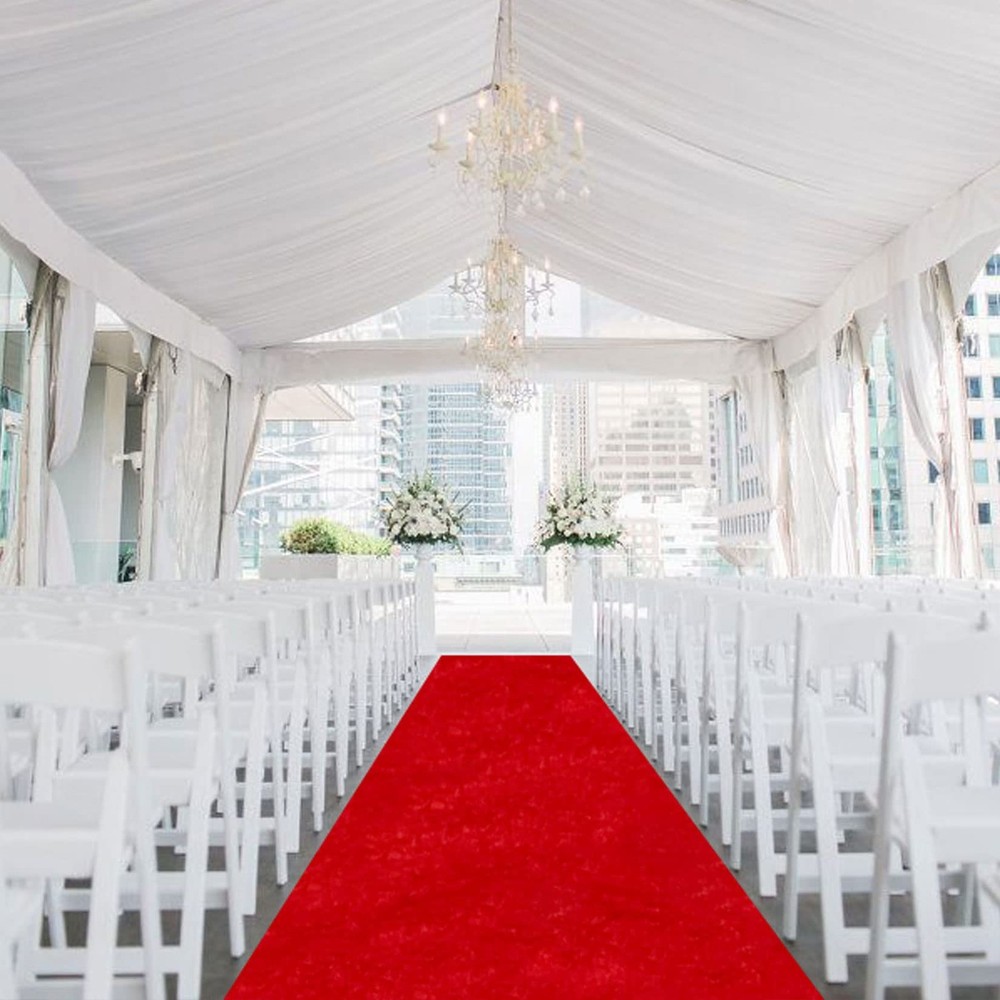 FANPROMS Red Carpet Runners 5×15 FT Wedding Aisle 5′ x 15′ (Rectangular),