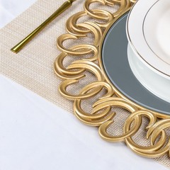 MAONAME 13″ Gold Charger Plates Set of 6, Mirror Charger for Dinner Plates, P…