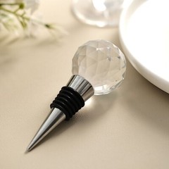 SILVER CLEAR Crystal Glass Ball Metal Wine BOTTLE STOPPER Wedding Favor Party