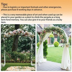 7.87 ft Tall White Metal Wedding Arch – Floral Backdrop Stand for Ceremony Party