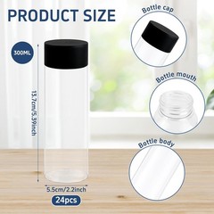 24 Pcs Sensory Bottles with Lids, 10 oz/ 300 ml Leakproof Clear 10 OZ, clear