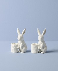 Lenox 897943 Wicker Creek Bunny Candle Holders, Set of 2, 2 Count, Ivory