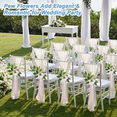 10Pcs Wedding Aisle Decorations Pew Flowers Chair Decor Artificial Flowers White