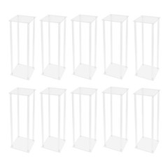 10Pcs Acrylic Clear Vase, 7.9×7.9×23.6In Rectangular Flower Display Stand,