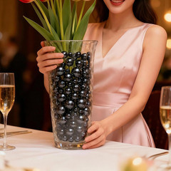 260Pcs Black Vase Filler Beads for Centerpieces,No Hole Faux Pearl 8/14/20Mm,For