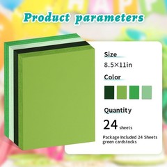 24 Pack Green Cardstock 8.5 x 11 inches Green Construction Paper, Thick Paper…