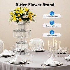 43.3in 6.5kg Round Flower Stand Desktop for Wedding Reception/Party/Home Decor