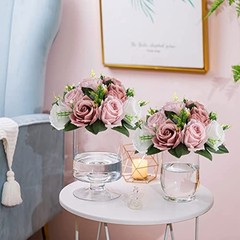 Pink Flores Artificiales para Decoracion Silk 2 Pieces Dusty Pink & White
