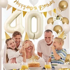40th Birthday Decorations Sand White Gold,40th Birthday Balloons Beige Gold,H…