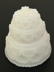 Wedding Cake Wax Candle Table Décor Topper White Anniversary Shower 2″