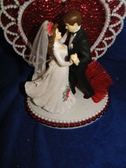 New Elegant Wedding Dancing Couple Caketop, Crystal Heart, red decor #338