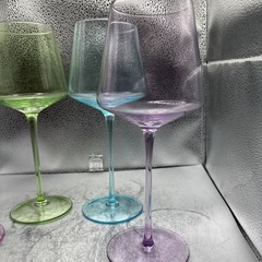 Physkoa Colored Wine Glasses Set 4 16OZ Colorful Wine Glass With Tall Long St…