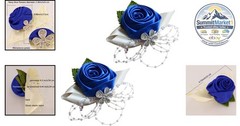 Rhinestone Leaves Pearl Decoration Hand Flower Corsage – Dark Blue
