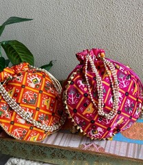 Lot of 100 Pcs Patola Print Potli Bag, Women’s Potli Bag, Girl’s Bag For Her