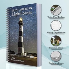 2026 Planner, Weekly & Monthly 16-Month Planner Great American Lighthouses