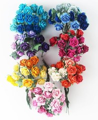 KADADSA 35 Color with 100 pcs Tiny Artificial Roses 15-18 mm, Multi