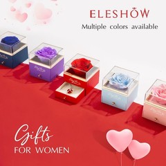 EleShow Preserved Real Rose with Heart Necklace, Eternal A1_purple