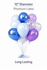 Balloon Bouquet Kit, 50 Pack Assorted Latex Metallic Blue Lavender White
