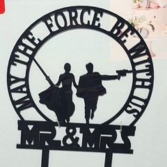 Star Wars Mr & Mrs Han Solo Princess Leia Acrylic Cake Topper Force Be With Us