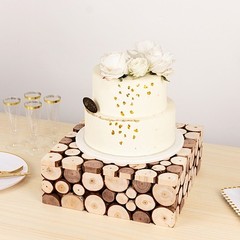 NATURAL 14″x14″ Square Wooden Cake Stand Pedestal Riser Wedding Centerpieces