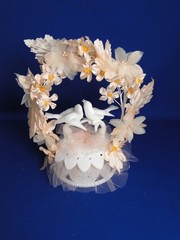 New Vintage Wilton Petite «Spring Song» Peach Wedding CakeTop, 106-161
