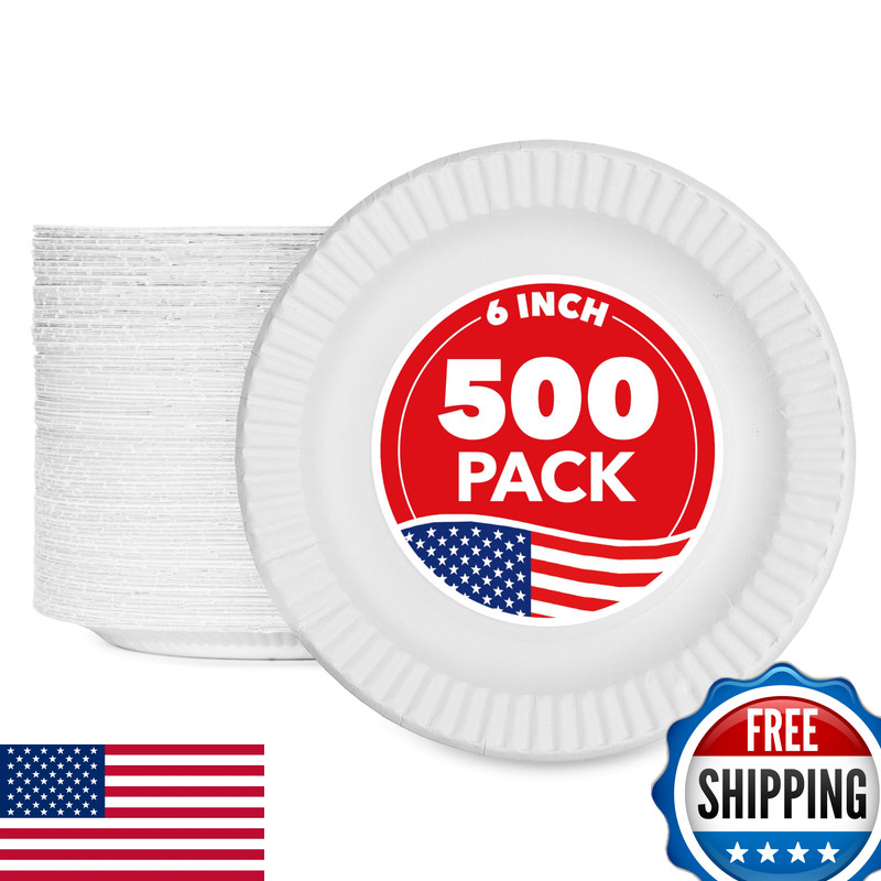 Stock Your Home 6-Inch Paper Plates Uncoated Everyday Disposable Dessert Plates