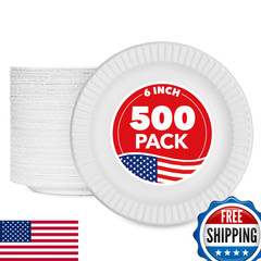 Stock Your Home 6-Inch Paper Plates Uncoated Everyday Disposable Dessert Plates