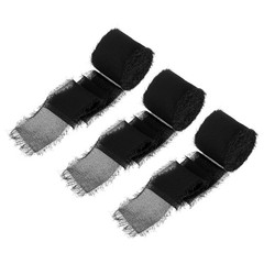 Chiffon Ribbon, 1.5″x7 Yard Silk Black Tulle Satin Fabric Ribbon,3pcs