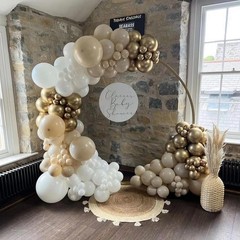 White Sand Gold Balloon Garland Arch kit 144pcs Beige Nude