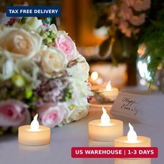 24 Tea Lights Led Flickering with Timer Function (6 hrs on, 18 hrs off), Christm